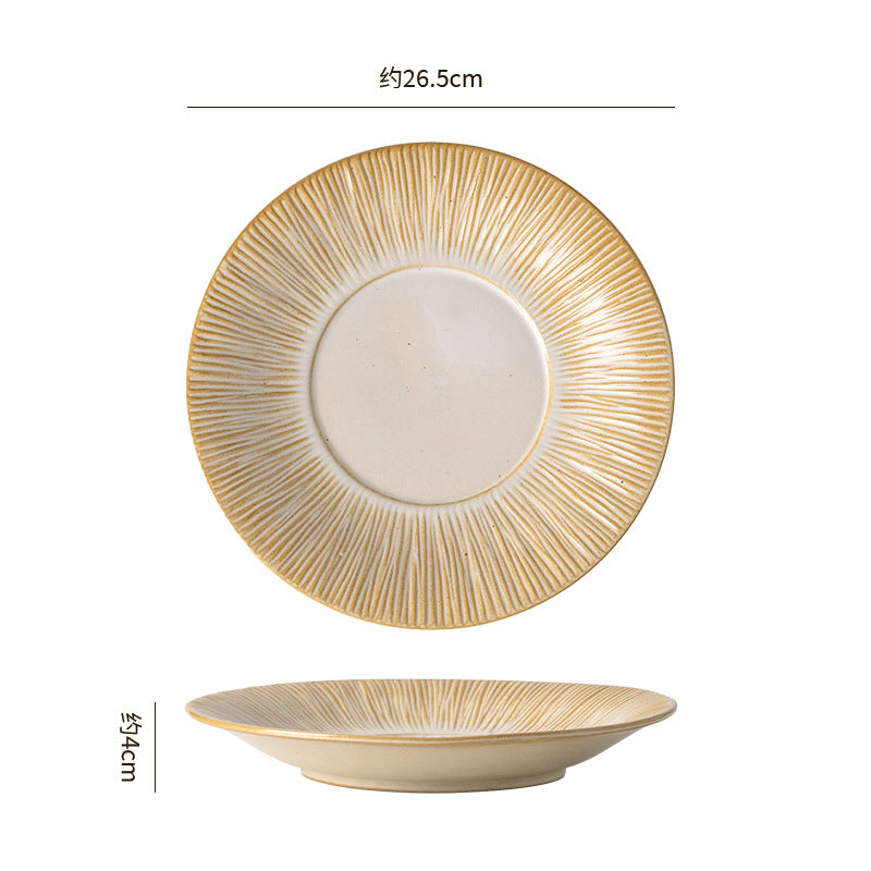 Vintage-inspired, rustic stoneware ceramic deep plate – perfect for restaurants and hotels. a high-end, visually appealing dish for desserts, soups, creative plating, steaks, and western cuisine