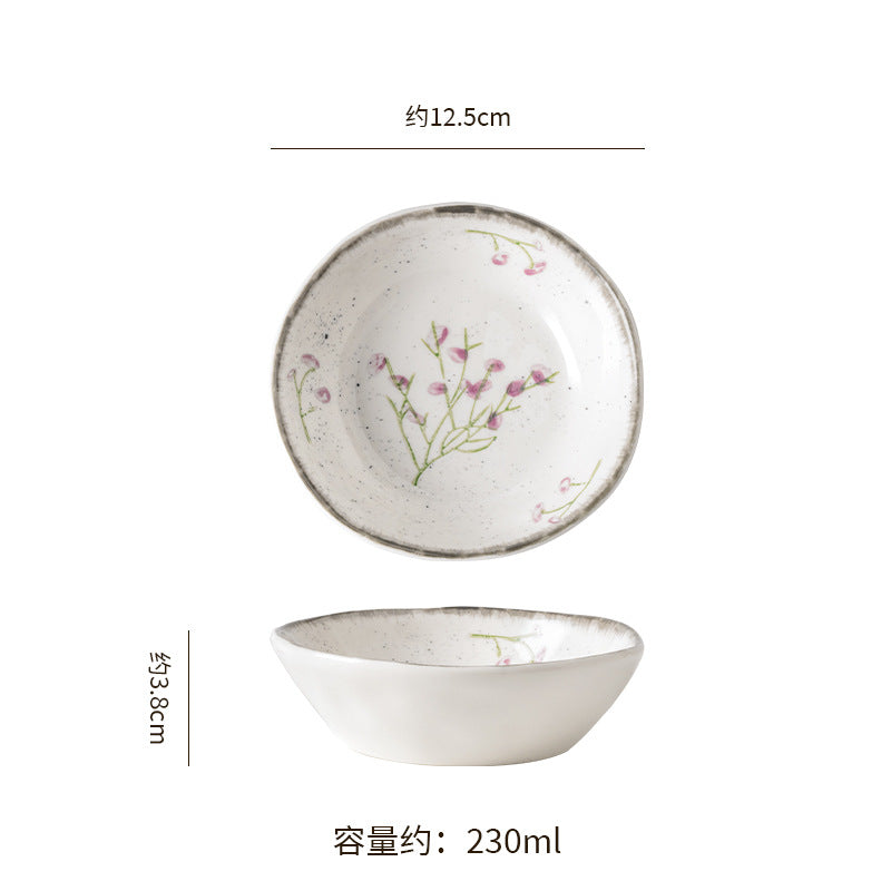European retro irregular ceramic bowl, plate, and dish set - stylish, high-value tableware for restaurants and home use, rustic farmhouse ceramic dinnerware set