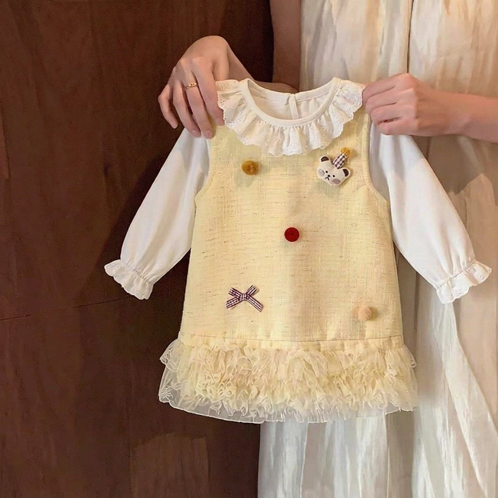 girls' chanel-inspired dress, spring collection, sweet princess sundress for kids, baby's first birthday dress, spring and autumn wear