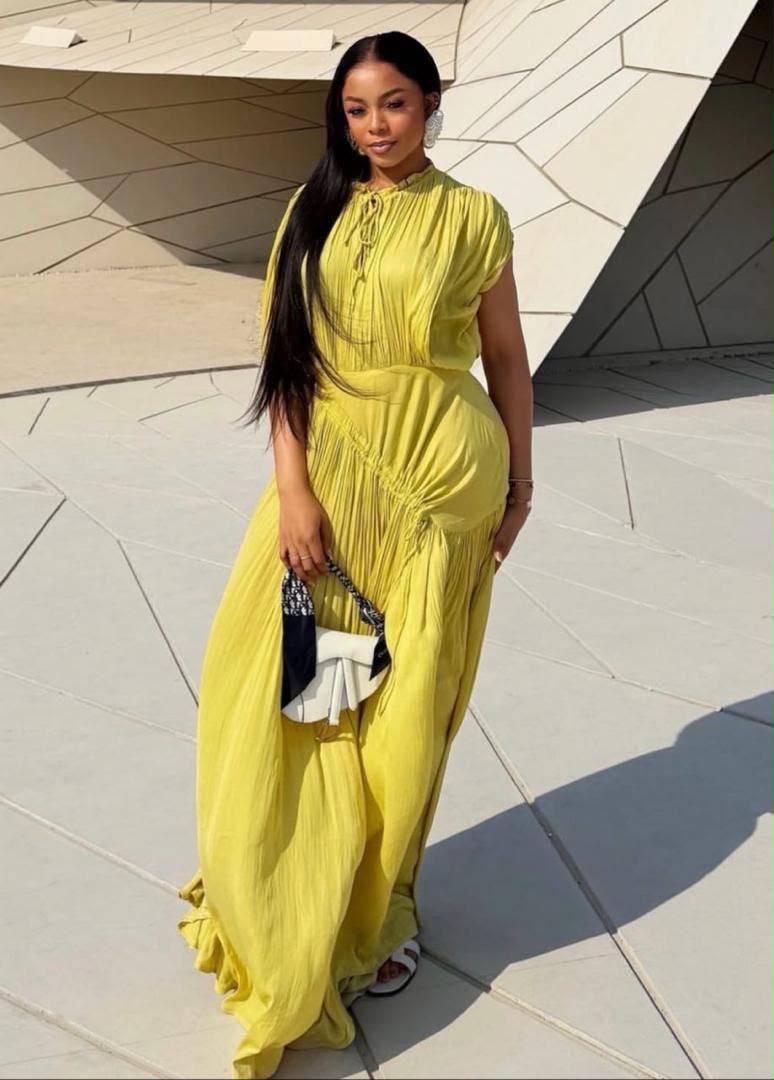 African & western cross-border fashion: pleated, loose-fit, trendy maxi dress - comfortable