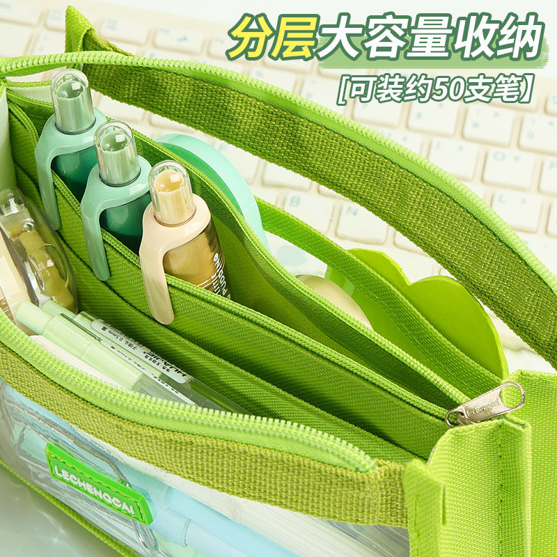 6-layer pencil bag, large-capacity stationery box, stationery bag, pencil case, high-value transparent super-energy storage bag, pencil bag.