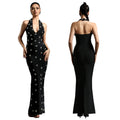 C7567 cross-border   fashion women's deep v backless mermaid tail evening gown dress