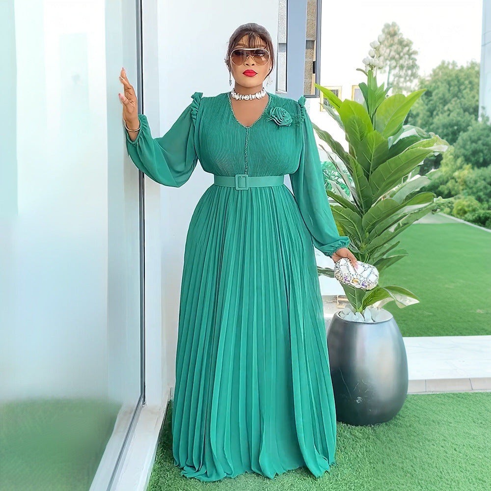 Amazon fashionelegance long skirt cross-border new beaded women's clothing plus size  african dress