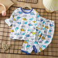 Kids' 100% cotton loungewear set - lightweight, breathable, three-quarter sleeve, air conditioning suit for boys and girls, baby summer long-sleeve pajamas