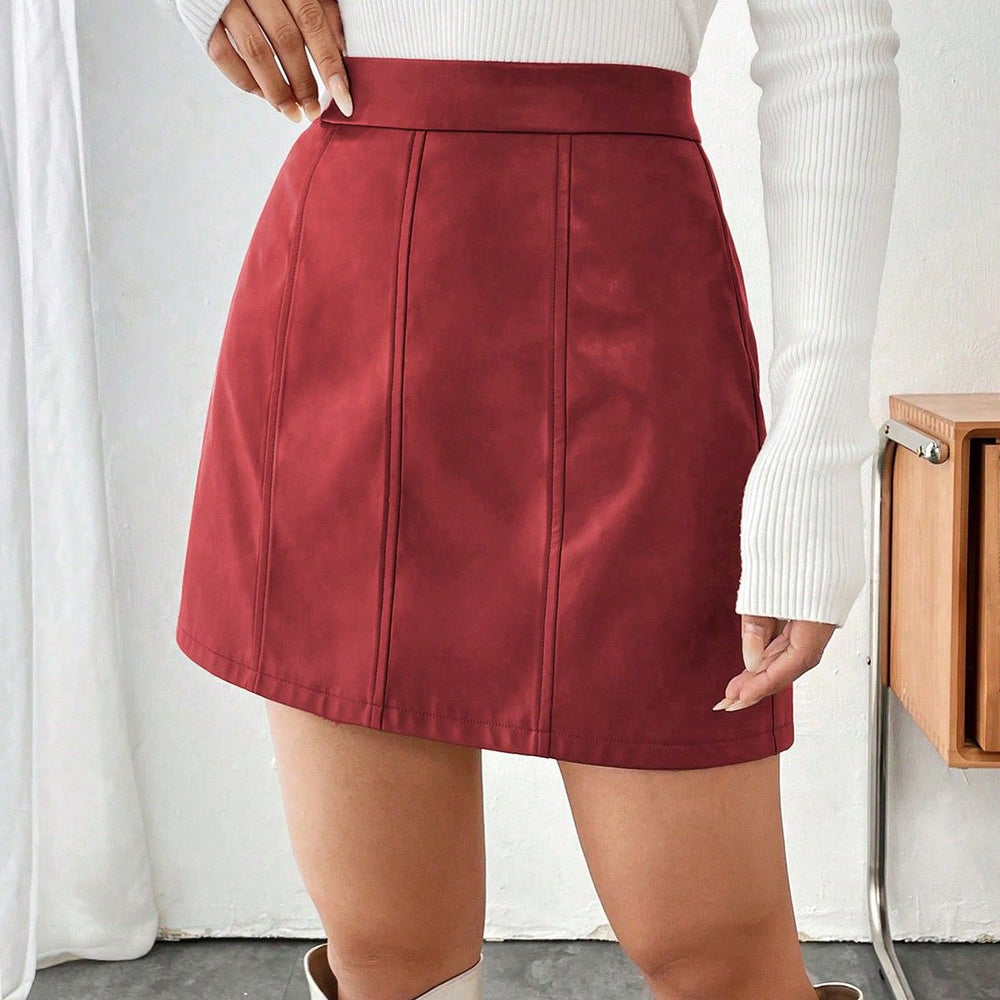In stock-72660#  cross-border women's fashion european and american ins autumn and winter new a-line slimming hip-covering pu leather short skirt