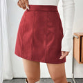 In stock-72660#  cross-border women's fashion european and american ins autumn and winter new a-line slimming hip-covering pu leather short skirt