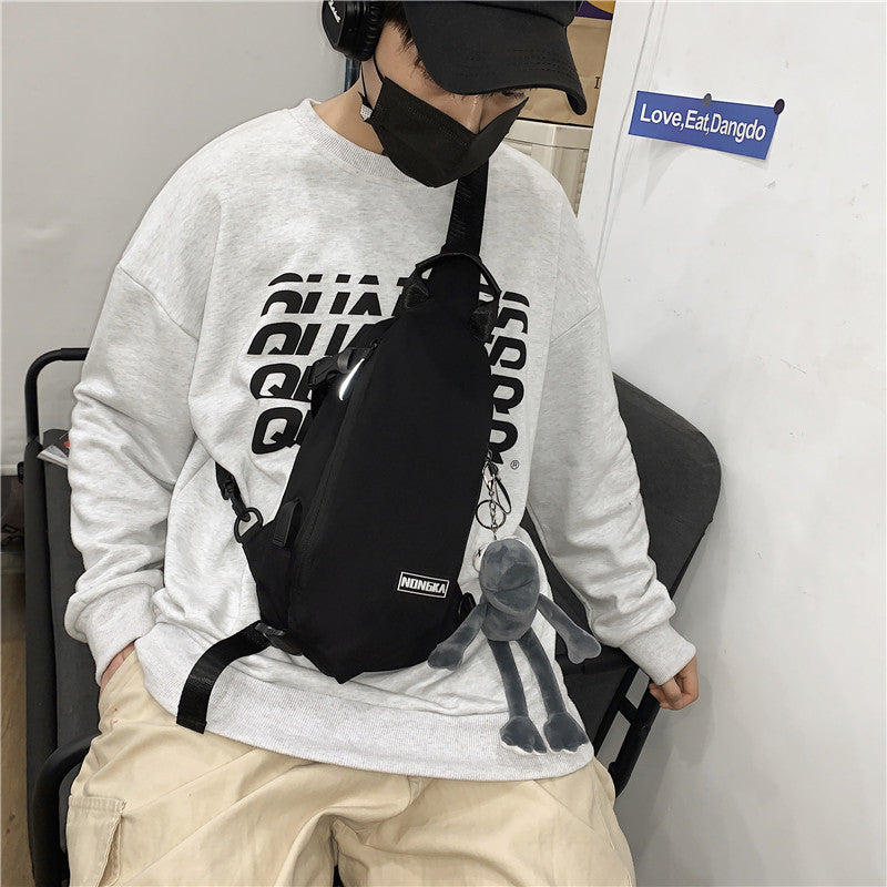 Couple breast bag versatile high-end messenger Japanese large-capacity women's shoulder bag can be printed logo trendy men's bag