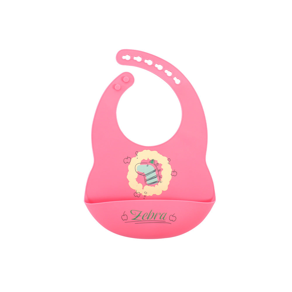 Cross-border popular baby bib ins baby saliva rice pocket leave-in summer children's silicone bib tableware set