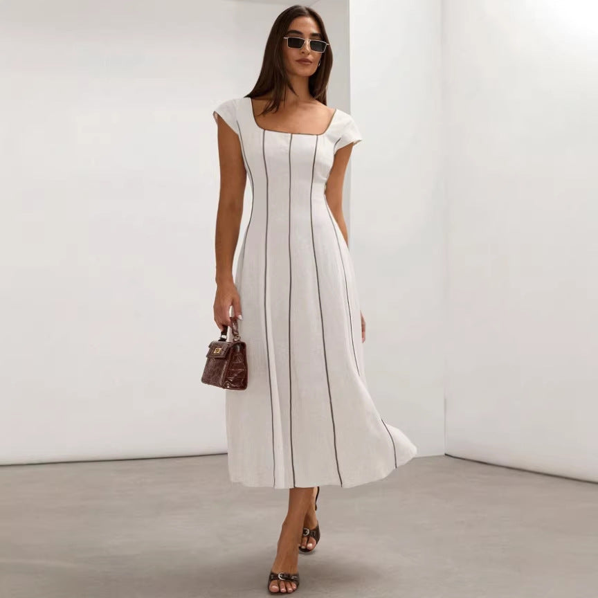 Zr wholesale foreign trade: european and american style women's fashion printed sexy backless slim-fit casual camisole maxi dress
