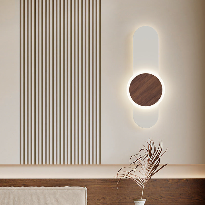 Wall lamp, bedside lamp, bedroom, living room, long strip, simple atmosphere, minimalist walnut color, eye protection, corridor background wall lamp