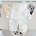 Autumgirlfashiontrendypreppy styleloosecasualsuit hooded cardigansweatshirtstraight-leg sweatpantstwo-piece set