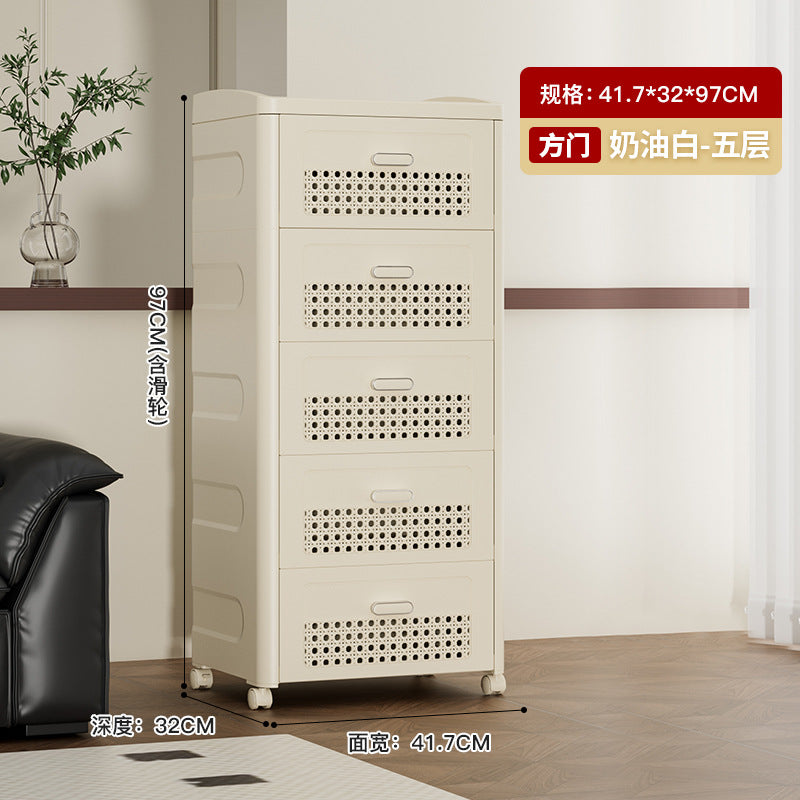 Household trolley foldable storage rack multi-functional finishing box living room bedroom dustproof thickened snack storage cabinet