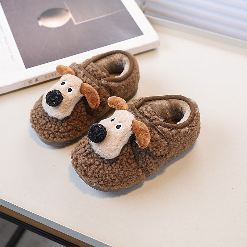 Kids' cartoon snow boots - new winter collection: girls' fleece-lined fluffy shoes, boys' versatile warm birkenstock-style boots