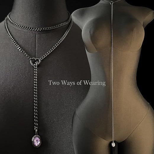 Bestselling women's heart pendant necklace for cross-border amazon: gold cuban chain adjustable y-clasp choker jewelry