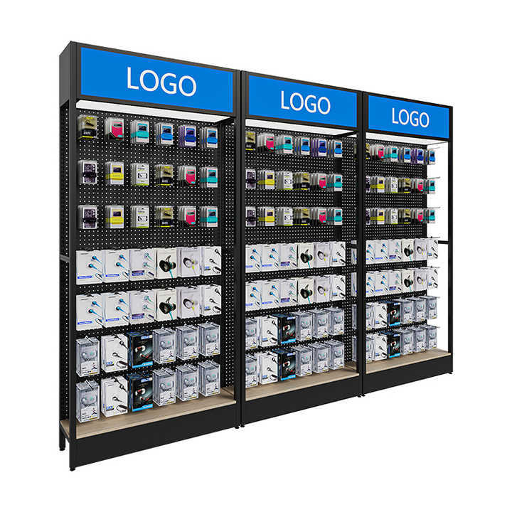 Color logo with light box back plate round hole hook mobile phone accessories display stand display cabinet