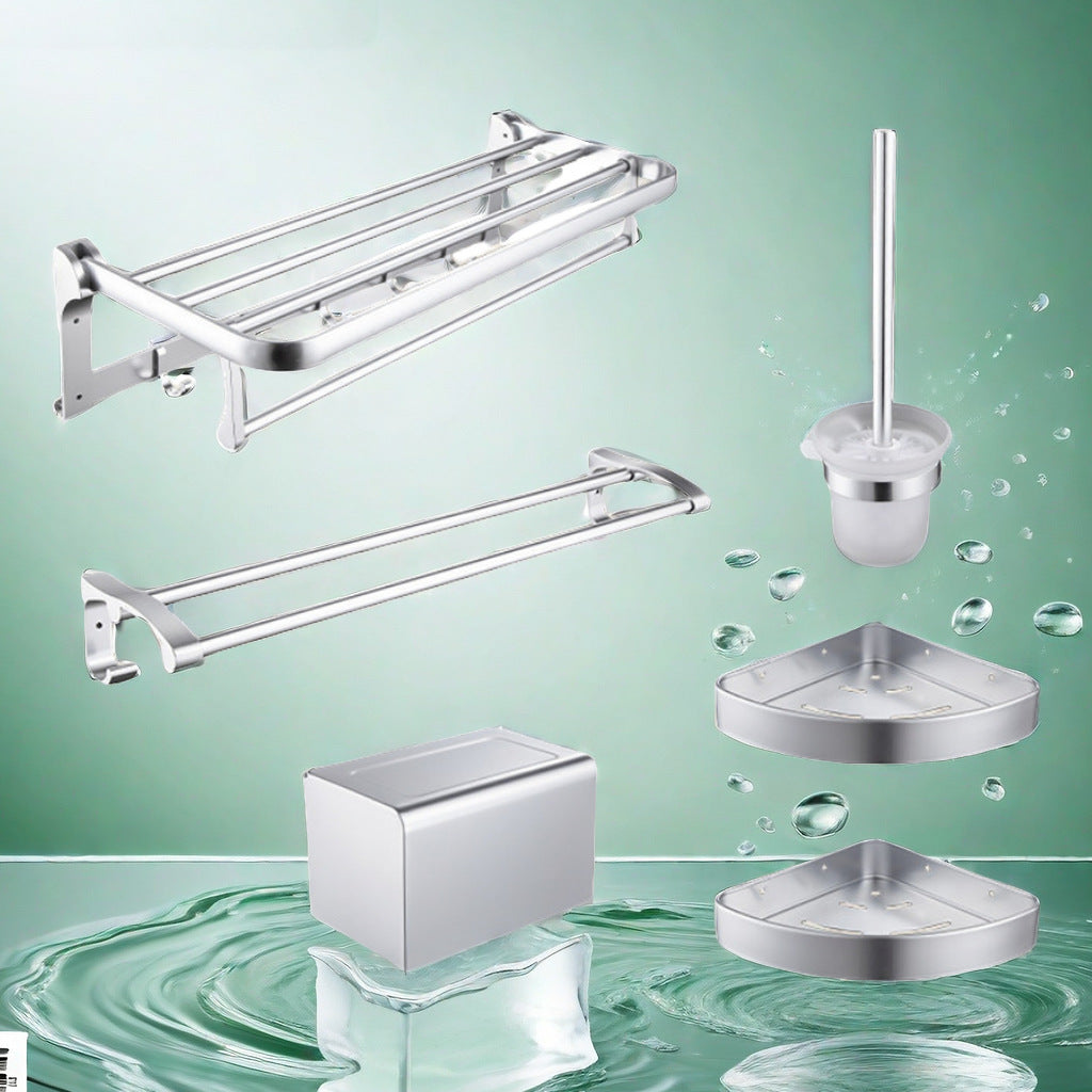 Space aluminum pendant set, bathroom thickened towel rack, bathroom wall-mounted towel rack, tissue box set.