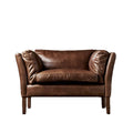 First-layer cowhide sofa, living room, chinese ancient style, small apartment, retro oil wax leather, three-person sofa