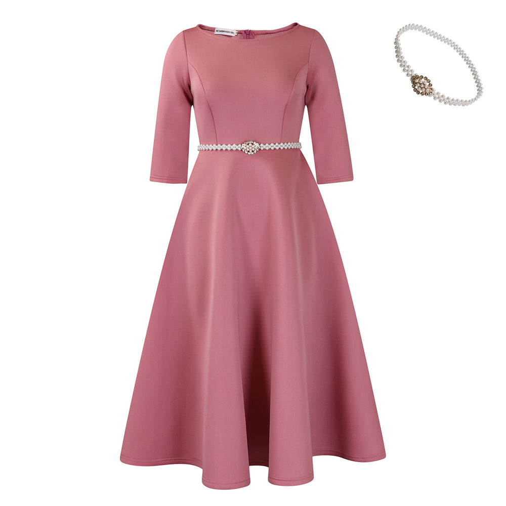 C8600   fall/winter new european and american solid color swing dress elegant evening gown foreign trade dress