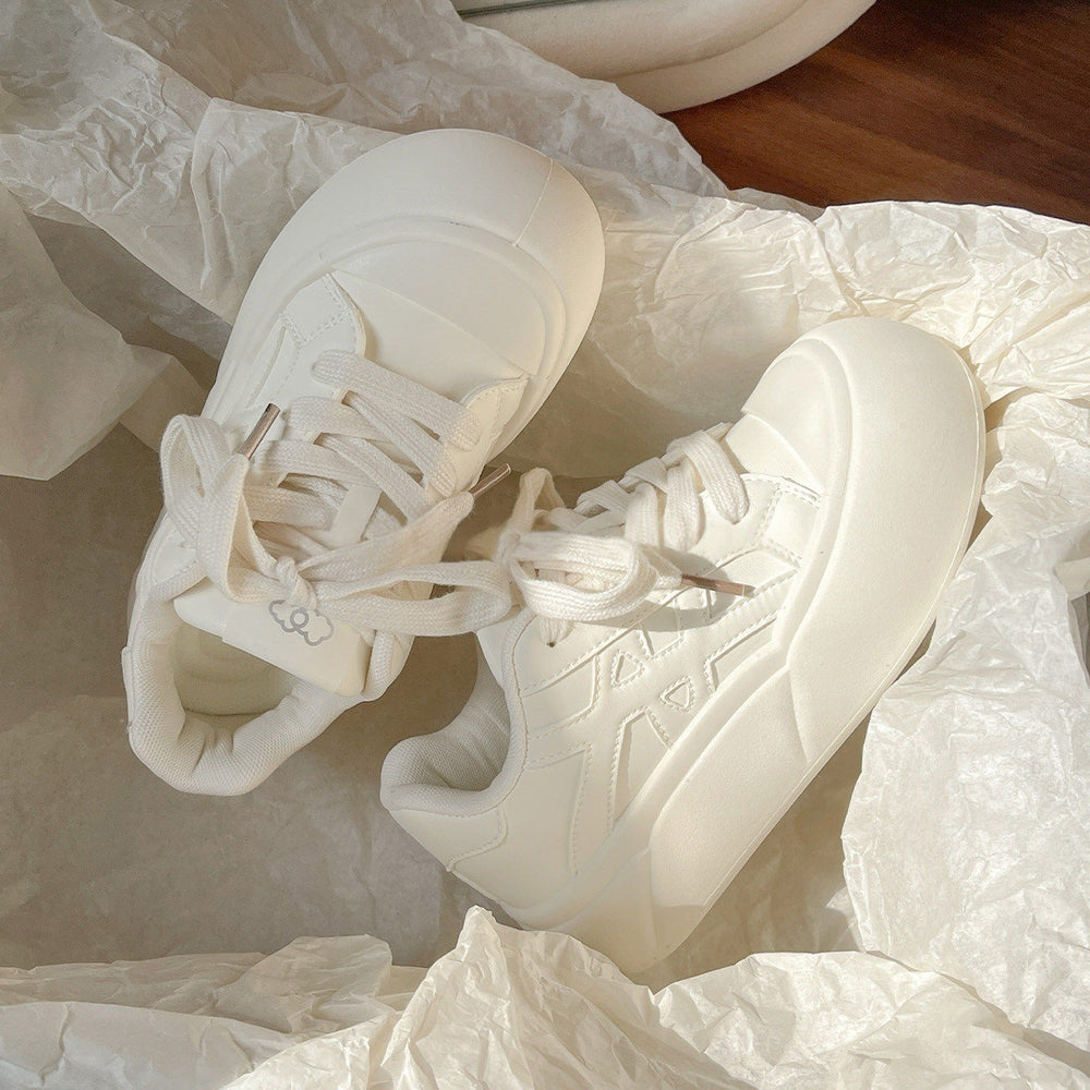 2026new arrivalthick solewhite shoes women's easiest for match milk fufu with skirt bread shoes women's lightweight korean casual sneakers