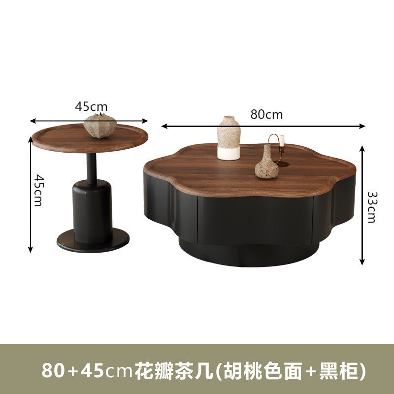 New arrival medieval style petal coffee table walnut cream style living room storage small apartment creative special-shaped combination
