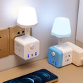 Desk lamp cube socket panel - multifunctional home power strip with usb charging, cute ambient night light