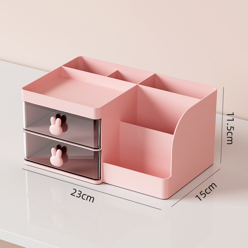 Cream style pen holder storage box office with drawer dormitory table desk drawer cute stationery desktop storage rack