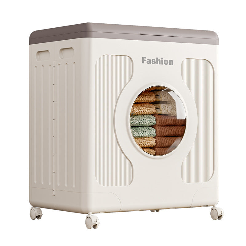 160L large-capacity storage box, multi-functional clothing folding storage box with wheels, household plastic clamshell finishing basket