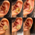 Gold earrings wholesale 2025 new european and american cross-border alloy jewelry niche accessible luxury starfish earrings women's ear cuff