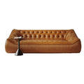 Oil wax genuine leather sofa small apartment living room straight row double slot three slot medieval style first layer cowhide sofa