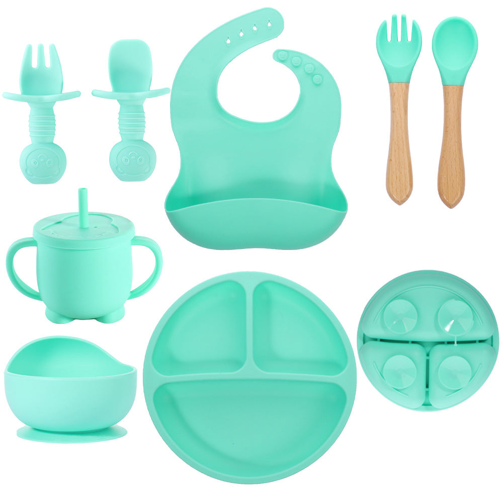 Children's bear fork and spoon set Baby eating training Silicone licking spoon Silicone fork and spoon Baby food supplement tableware spoon