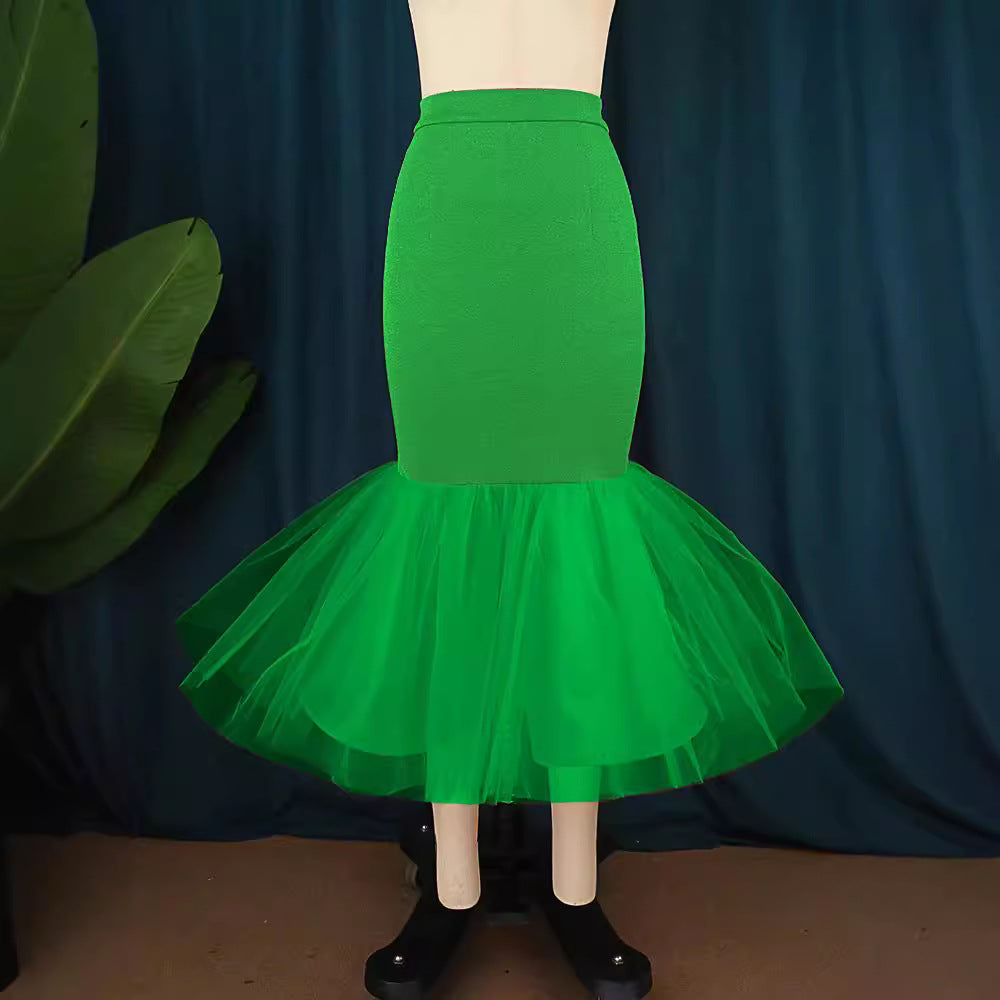 2023 autumn women's soft mesh ballet skirt, stage performance slim skirt Fashionable dress