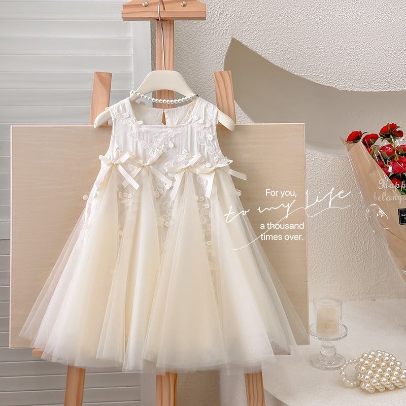 Girls' dress  summer new bow french tank dress princess gown