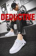 Men's spring 2025 new breathable white sneakers, lightweight casual leather & fabric shoes, trendy wholesale athletic skate shoes