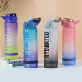 Carefully selected popular gradient color plastic cup, drop-resistant and leak-proof, outdoor sports straw cup, pop-up lid, large-capacity portable water cup