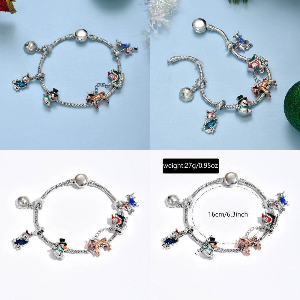 Christmas bracelet wholesale: european and american fashion trendy santa claus snowflake bell metal minimalist holiday bracelets