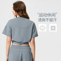 Summer air layer yoga top - women's cropped short sleeve - trendy & versatile fitness activewear tee - d25025