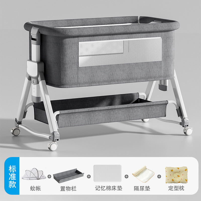 Aluminum alloy baby crib - portable, foldable, and convertible bassinet - multifunctional newborn bed - splice-together large bed