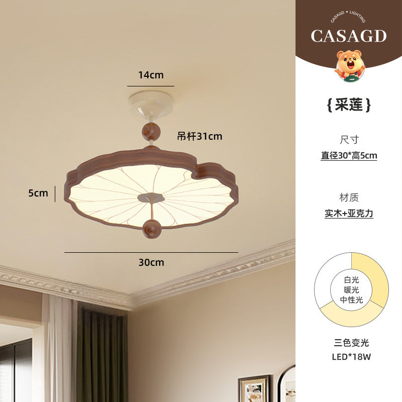 French bedroom retro Song Dynasty aesthetics room lighting medieval atmosphere solid wood study dining room light lotus leaf chandelier