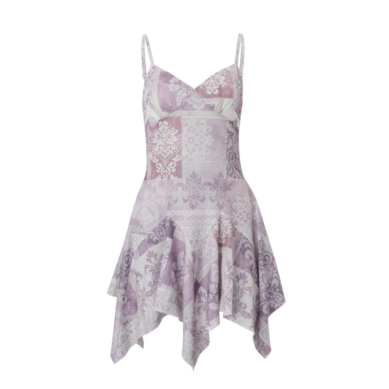 European and american women's clothing  summer new bohemian beach vacation irregular hem camisole dress