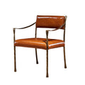 French medieval style armchair classy oil wax leather iron metal chair solid iron forged single sofa casual chair