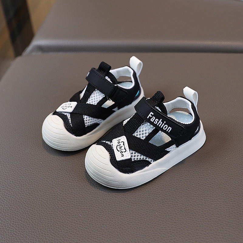 summer mesh shoes new kids sandals soft sole closed toe protective footwear baby boys and girls first walking shoes clogs korean style
