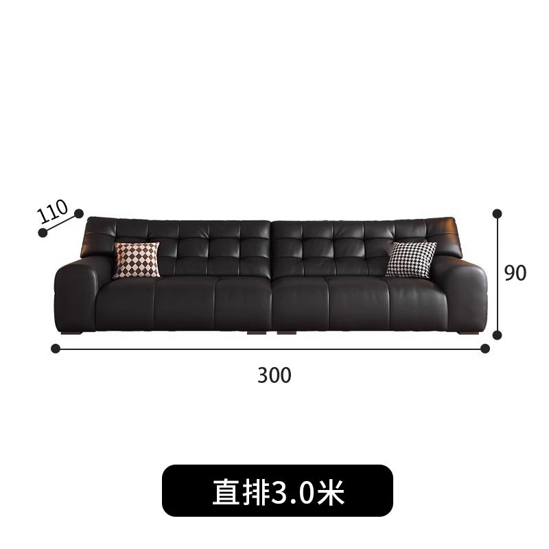 Italian normcore big black bear sofa living room genuine leather sofa first layer cowhide high back black leather sofa