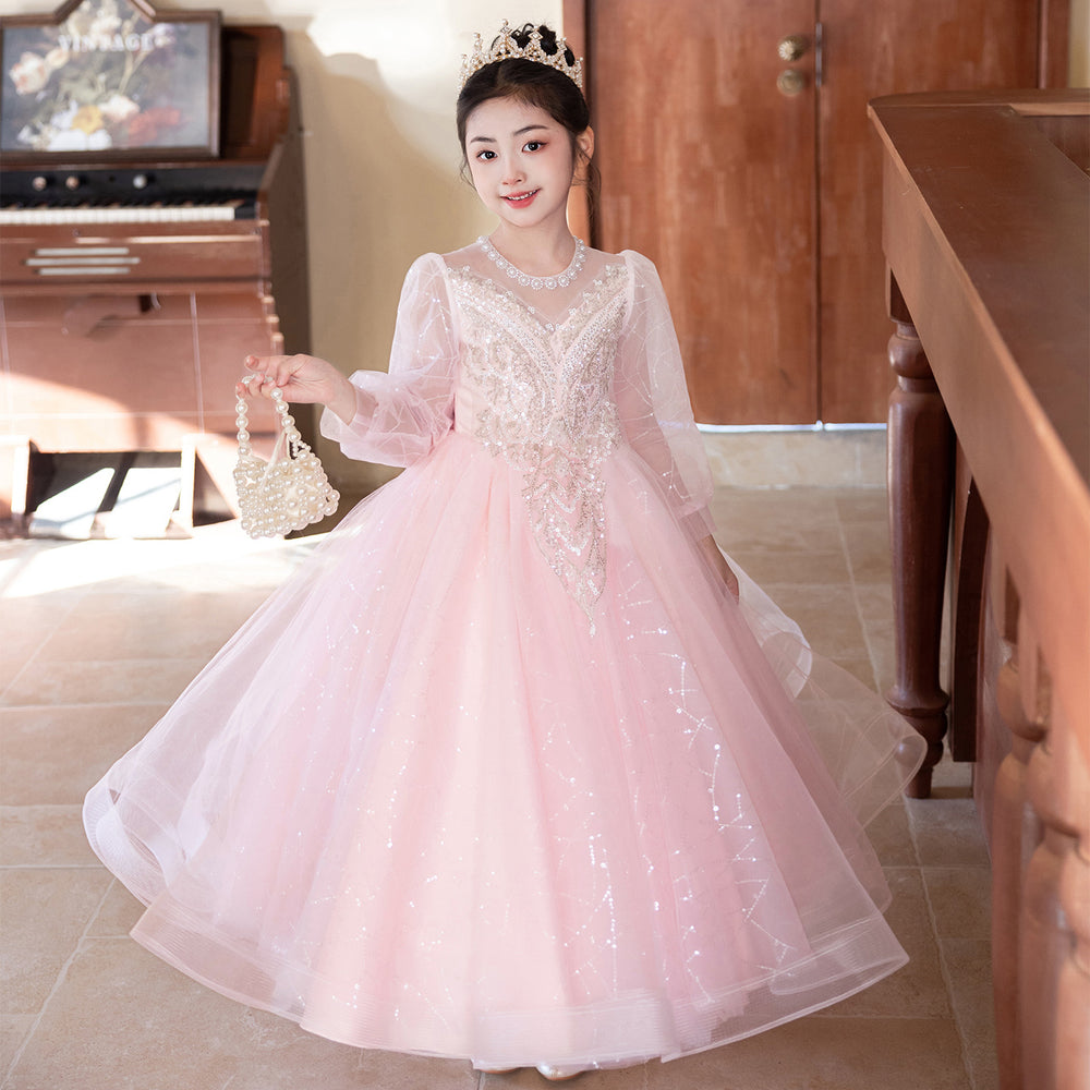 Girls' dresses wedding dresses piano performance flower girl dresses hostess dresses little girls' princess birthday performance outfits new