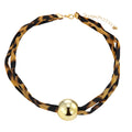 Leopard print necklace wholesale summer european and american cross-border exaggerated metal ball clavicle chain women's niche design choker