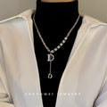 Hip-hop influencer d letter necklace - women's luxury, niche design, 2025 new trendy, high-end sweatshirt chain accessory