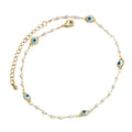 European and american cross-border new jewelry enamel eye pearl anklet - irregular fashion minimalist devil's eye anklet for women