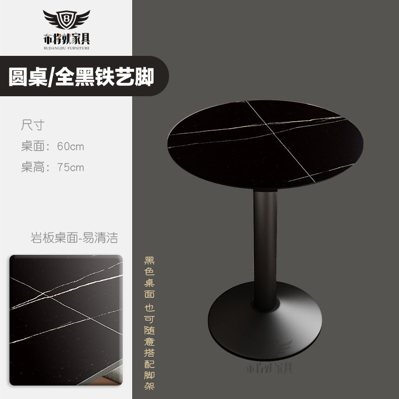 Bar table and chair combination, rock slab canteen dining table, commercial milk tea shop long table, reception and negotiation, cafe small round table