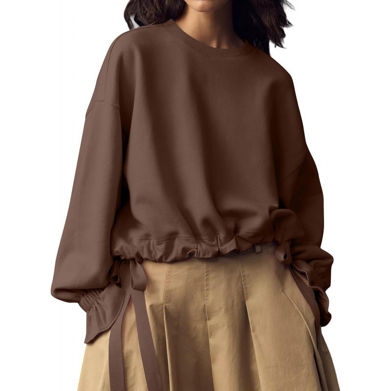 Amazon fashionlong sleevesshort sweatshirtstops women  spring new arrival round neck casualpullover shirt