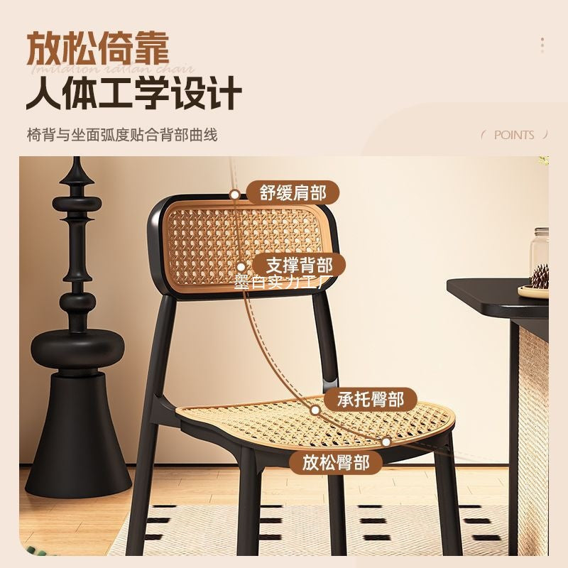 2025 new dining chair backrest plastic rattan chair home leisure chair spare stool stackable bench commercial