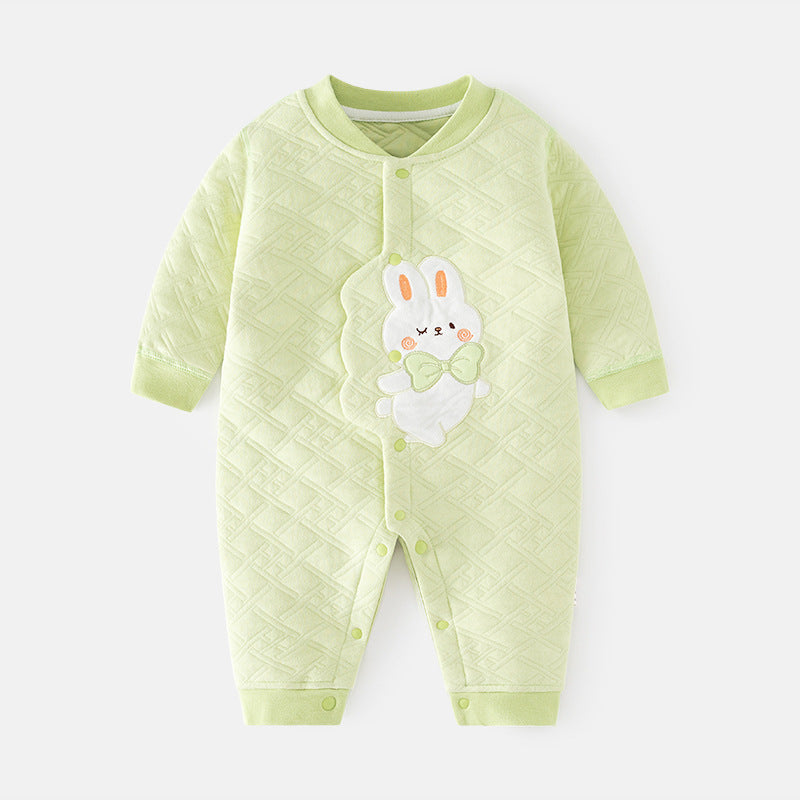 Babibele baby heattech onesie baby fall and winter boneless haki type a baby snap button door-to-door romper pajamas